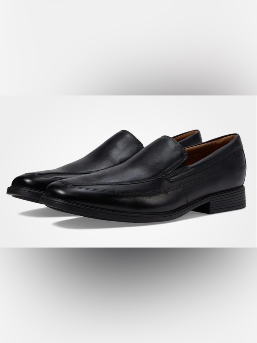 Clarks Black Slip-On Leather Loafers for Men